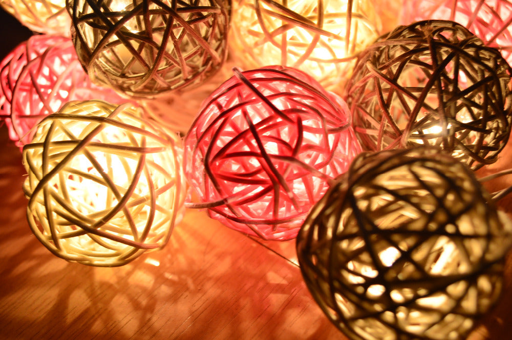 Vintage Rattan Ball String Lights