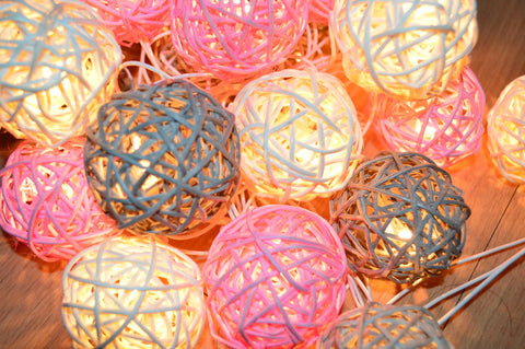 Vintage Rattan Ball String Lights