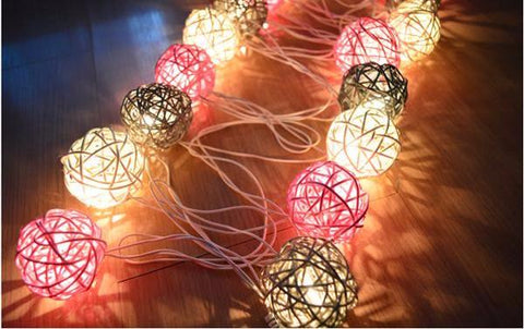 Vintage Rattan Ball String Lights